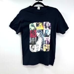 Taylor Swift The Eras Tour Tee Shirt M Black Graphic Fruit of the Loom FLAW